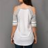 Women Off Shoulder T Shirt Stylish Splicing Colour Short Sleeve Base Shirt Tops Gift