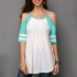 Women Off Shoulder T Shirt Stylish Splicing Colour Short Sleeve Base Shirt Tops Gift