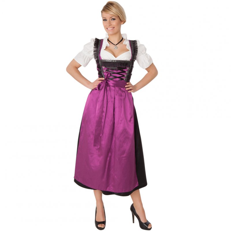 Women Oktoberfest Carnival Party Dirndl Dresses Fashion Bavaria Uniforms for Hallowmas purple_M