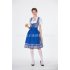 Women Oktoberfest Dirndl Plaid Pattern Maid Cosplay Dress Costume for Hallowmas blue M
