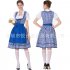 Women Oktoberfest Dirndl Plaid Pattern Maid Cosplay Dress Costume for Hallowmas blue M