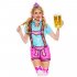 Women Oktoberfest Flower Embroidered Straps Shorts Halloween Beer Costume Maid Clothes Set Blue rose red S