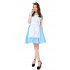 Women Oktoberfest Halloween Alice Costume Cafe Work Uniform Maid Costume Suit blue M