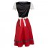 Women Oktoberfest Retro Red Midi Dress Bavarian Traditional Dirndl Costume