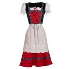 Women Oktoberfest Retro Red Midi Dress Bavarian Traditional Dirndl Costume