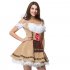 Women Oktoberfest Style Off shoulder Dress Halloween Party Costume Waitresses Uniform Khaki L XL