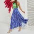 Women One Shoulder Dress Fashion Printing High Waist Long Skirt Elegant Sleeveless Split Dress For Party As shown L