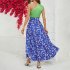 Women One Shoulder Dress Fashion Printing High Waist Long Skirt Elegant Sleeveless Split Dress For Party As shown L