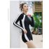 Women One piece Swimsuit Summer Quick drying Conservative Bathing Suit For Swimming Hot Spring long sleeves XXL