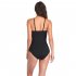 Women  One piece  Swimsuit Solid Color Pleated One piece Triangle Adjustable Shoulder Strap Swimsuit black M