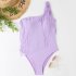 Women One piece Swimsuit Sexy One Shoulder Tassel Multi color Swimwear Sleeveless Solid Color Swimsuit Pink XXL