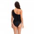 Women One piece Swimsuit Sexy One Shoulder Tassel Multi color Swimwear Sleeveless Solid Color Swimsuit Pink XXL