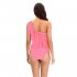Women One piece Swimsuit Sexy One Shoulder Tassel Multi color Swimwear Sleeveless Solid Color Swimsuit red M