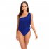Women One piece Swimsuit Sexy One Shoulder Tassel Multi color Swimwear Sleeveless Solid Color Swimsuit blue XXL