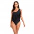 Women One piece Swimsuit Sexy One Shoulder Tassel Multi color Swimwear Sleeveless Solid Color Swimsuit blue XXL