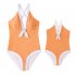 Women One piece Swimsuit Sexy V neck Slim Fit Backless Summer Beach Printing Swimwear X2307 Orange XL