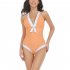 Women One piece Swimsuit Sexy V neck Slim Fit Backless Summer Beach Printing Swimwear X2307 haze blue L