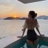 Women One piece Swimsuit Elegant Lace Sexy Slim Fit Lace up Backless Bodysuit Swimwear For Beach Swimming As shown M