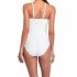Women  One piece  Swimsuit Solid Color Pleated One piece Triangle Adjustable Shoulder Strap Swimsuit sky blue M
