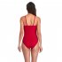 Women  One piece  Swimsuit Solid Color Pleated One piece Triangle Adjustable Shoulder Strap Swimsuit red XL