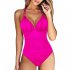 Women One piece Swimwear Sexy High Waist Solid Color Swimsuit For Sports Swimming Wading Malachite green XXL