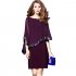 Women Patchwork Stitching Sequin Fold Dress Medium Sleeve Dress purple S