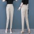 Women Pencil Pants Fashion Elegant High Waist Solid Color Cropped Harem Pants Casual Large Size Trousers grey S