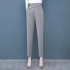 Women Pencil Pants Fashion Elegant High Waist Solid Color Cropped Harem Pants Casual Large Size Trousers grey S