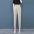 Women Pencil Pants Fashion Elegant High Waist Solid Color Cropped Harem Pants Casual Large Size Trousers grey S