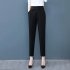 Women Pencil Pants Fashion Elegant High Waist Solid Color Cropped Harem Pants Casual Large Size Trousers grey S