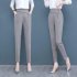 Women Pencil Pants Fashion Elegant High Waist Solid Color Cropped Harem Pants Casual Large Size Trousers grey S