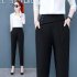 Women Pencil Pants Fashion Elegant High Waist Solid Color Cropped Harem Pants Casual Large Size Trousers grey S