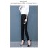 Women Pencil Pants Fashion Elegant High Waist Solid Color Cropped Harem Pants Casual Large Size Trousers grey S