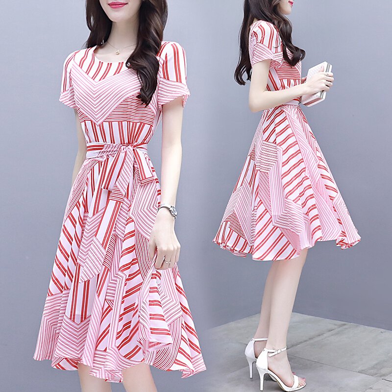 Women Pink Tight Waist Lacing Dress