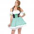 Women Plaid Pattern Oktoberfest Style Dirndl Dress Bavarian Off shoulder Costume Dress green M