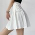Women Pleated Skirt Summer Sexy High Waist Lace up Simple Elegant Solid Color A line Skirt 1812 coffee color L