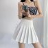 Women Pleated Skirt Summer Sexy High Waist Lace up Simple Elegant Solid Color A line Skirt 1812 coffee color L