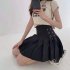 Women Pleated Skirt Summer Sexy High Waist Lace up Simple Elegant Solid Color A line Skirt 1812 pink XL