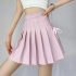 Women Pleated Skirt Summer Sexy High Waist Lace up Simple Elegant Solid Color A line Skirt 1812 pink XL