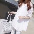 Women Plus Size Blouse Summer Short Sleeves V Neck Tops Elegant Hollow out Lace Casual Loose Shirt black XXL