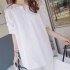 Women Plus Size Blouse Summer Short Sleeves V Neck Tops Elegant Hollow out Lace Casual Loose Shirt black XXL