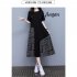 Women Plus Size Dress Elegant Short Sleeves Round Neck Midi Skirt Loose Casual Stylish Printing Dress black 2304 XL
