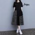 Women Plus Size Dress Elegant Short Sleeves Round Neck Midi Skirt Loose Casual Stylish Printing Dress 2308  L