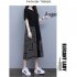 Women Plus Size Dress Elegant Short Sleeves Round Neck Midi Skirt Loose Casual Stylish Printing Dress 2308  L