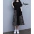 Women Plus Size Dress Elegant Short Sleeves Round Neck Midi Skirt Loose Casual Stylish Printing Dress 2308  L