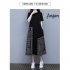 Women Plus Size Dress Elegant Short Sleeves Round Neck Midi Skirt Loose Casual Stylish Printing Dress 2308  L