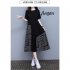 Women Plus Size Dress Elegant Short Sleeves Round Neck Midi Skirt Loose Casual Stylish Printing Dress 2308  L
