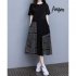 Women Plus Size Dress Elegant Short Sleeves Round Neck Midi Skirt Loose Casual Stylish Printing Dress 2308  L