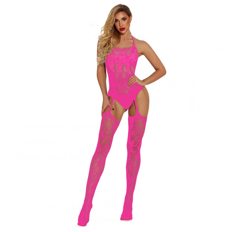 Women Plus Size Sexy Lingerie Erotic Sex Costumes Underwear Close Fitting Bodysocks Pink_free size