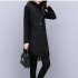 Women Plus Size Short Dress Starry Sky Irregular Hem Tassel Turtle Neck Long Sleeve Dress black XL